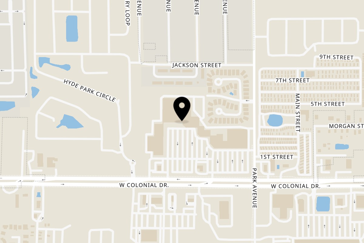 Map showing the location of Boa Bowls on 14159 W Colonial Dr in Winter Garden